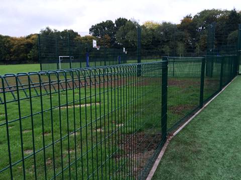 The PVC coating BRC fence is installed in a outdoor playground.