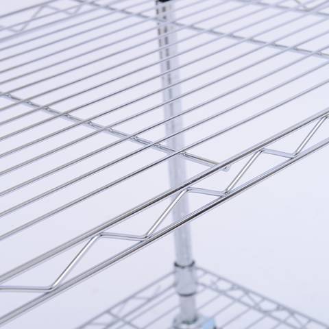A layer of welded wire shelf with smooth surface and uniform mesh openings.