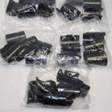 Many black post sleeves are placed in white plastic bag.