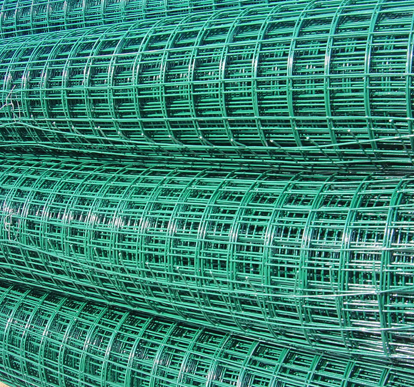 Green PVC coated electro-galvanized welded mesh rolls