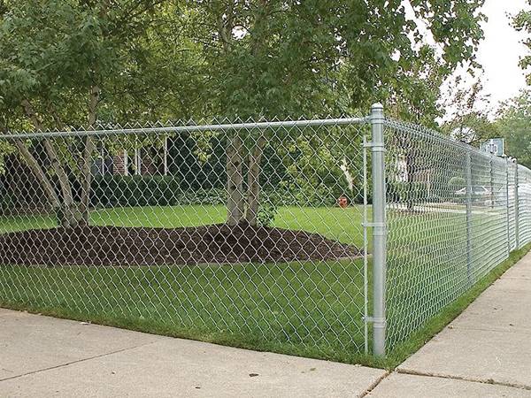 Finished chain link fence in park