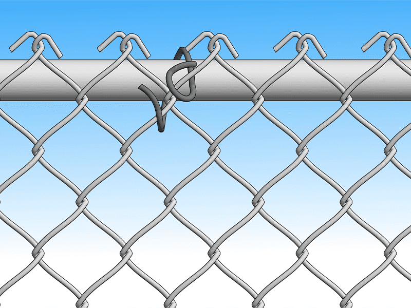 Connect top rail and mesh with fence ties
