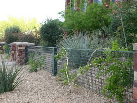 Climber trellis meshes are installed as private residence walls.