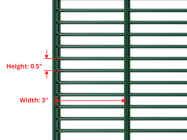 Diagram labeled 358 fence mesh openings