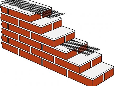 There are two pieces of expanded metal mesh in the wall gaps.