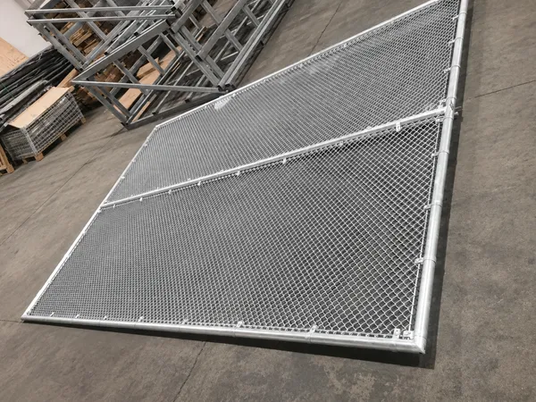 Mini chain link mesh fence panel product display.
