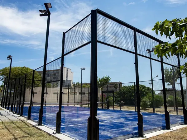 Outdoor panoramic padel court.