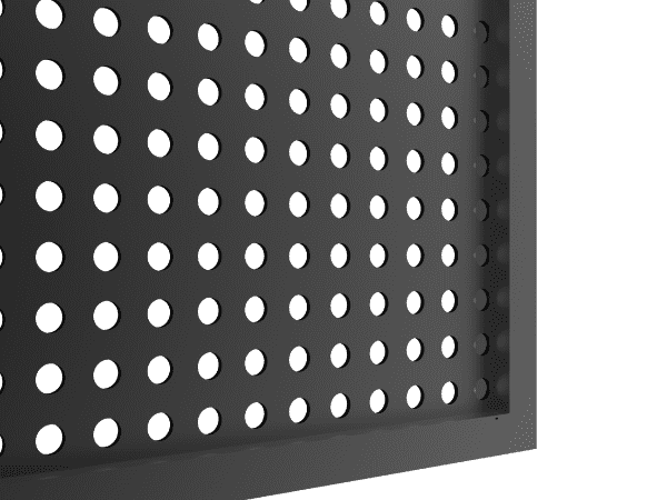 A detail of perforated metal panel infill panel