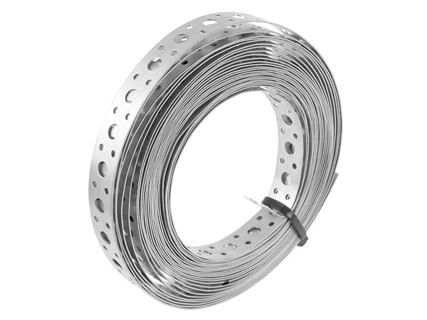 A Coiled Bundle of perforated steel strip.