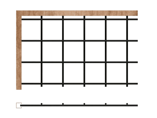 A piece of welded mesh infill panel is insert into the wooden frame.