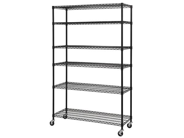 A six-tiered wire cart is on a white background.