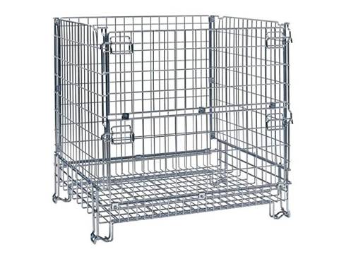 A wire container with U-leg feet on white background.