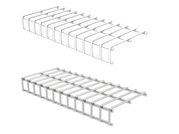 Two different color surface of wire shelving for closet/wardrobe.